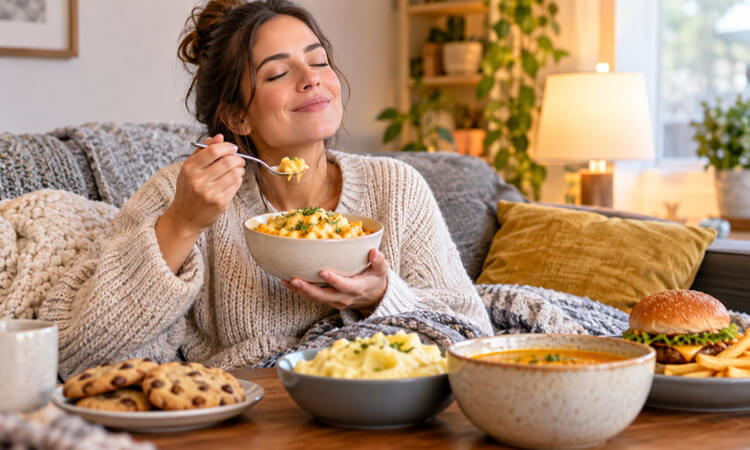 Disfrutando comida reconfortante Razones por las que ansiamos la comida reconfortante y cómo encontrar opciones más saludables